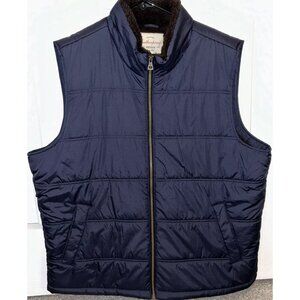 Weatherproof Vintage Mens Navy Blue Size M Puffer Vest Lined Sherpa Insulated